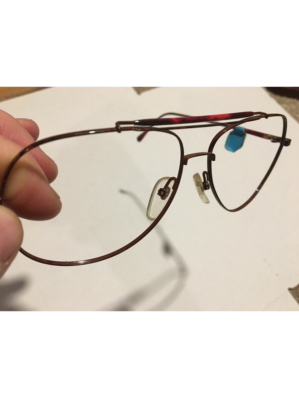 Vintage OVERSIZED RED TORTOISE DOUBLE BAR EYEGLASSES FRAMES nos 62-15-140 1980s